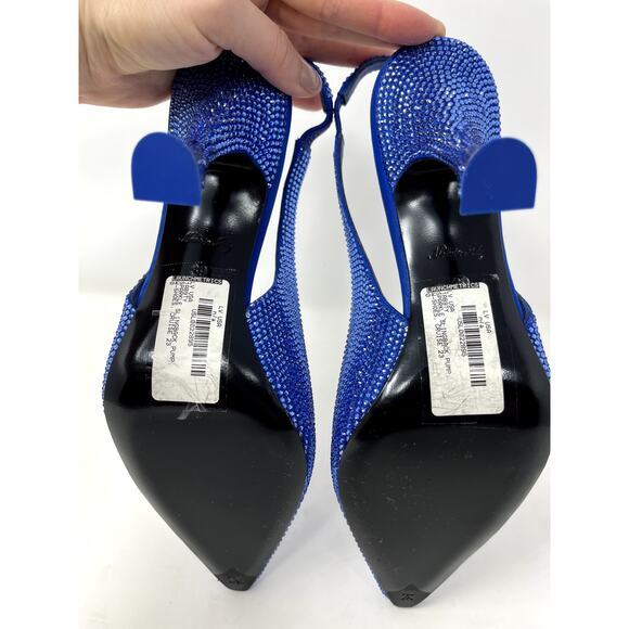 NEW Louis Vuitton Blue Crystal Sparkle Sling Back Chain Link Heel Pointed Toe 39 - Picture 8 of 8